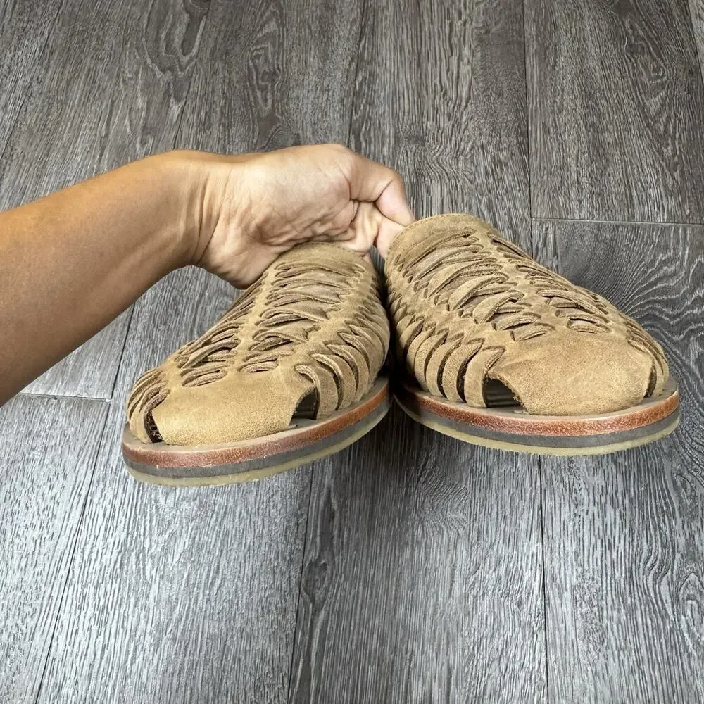 Nisolo Huarache Leather Sandals Resort Boho Woven Leather Brown Men 11.5